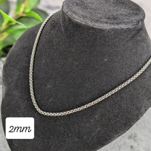 2mm stainless steel necklace box chain rolo link, 18" 20" 22" 24" 26"